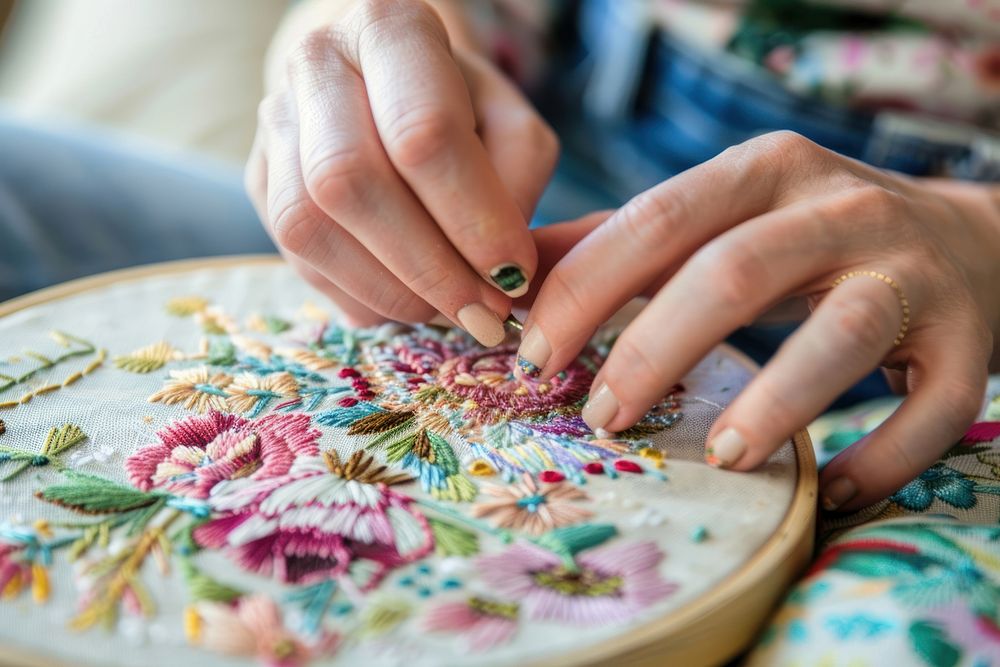Embroidery pattern stitch person.