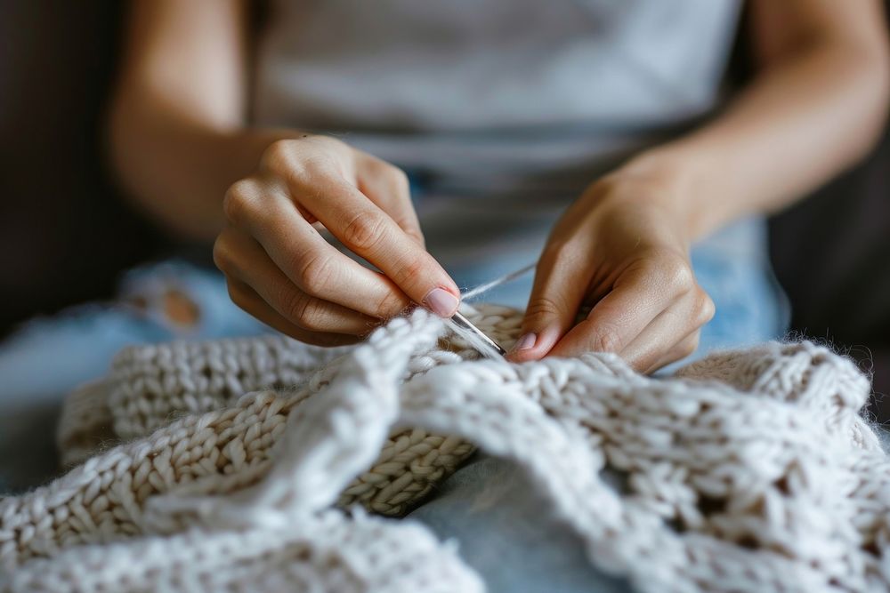 Woman knitting person human.
