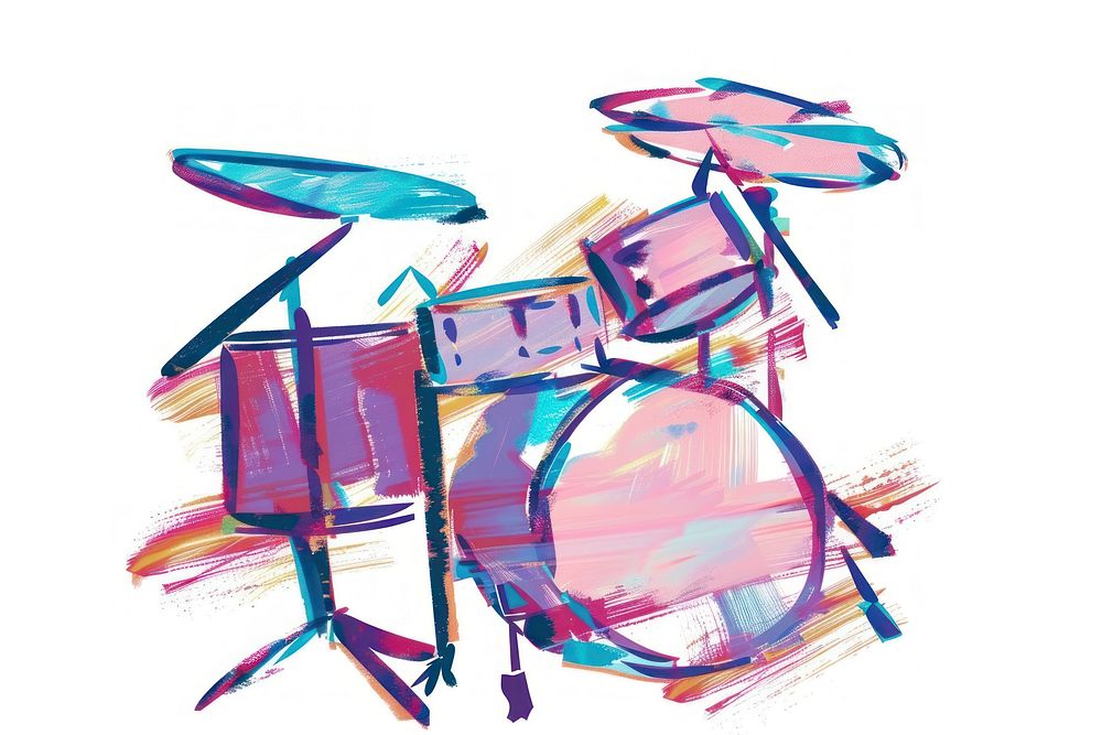 Drum set illustrated percussion drawing.