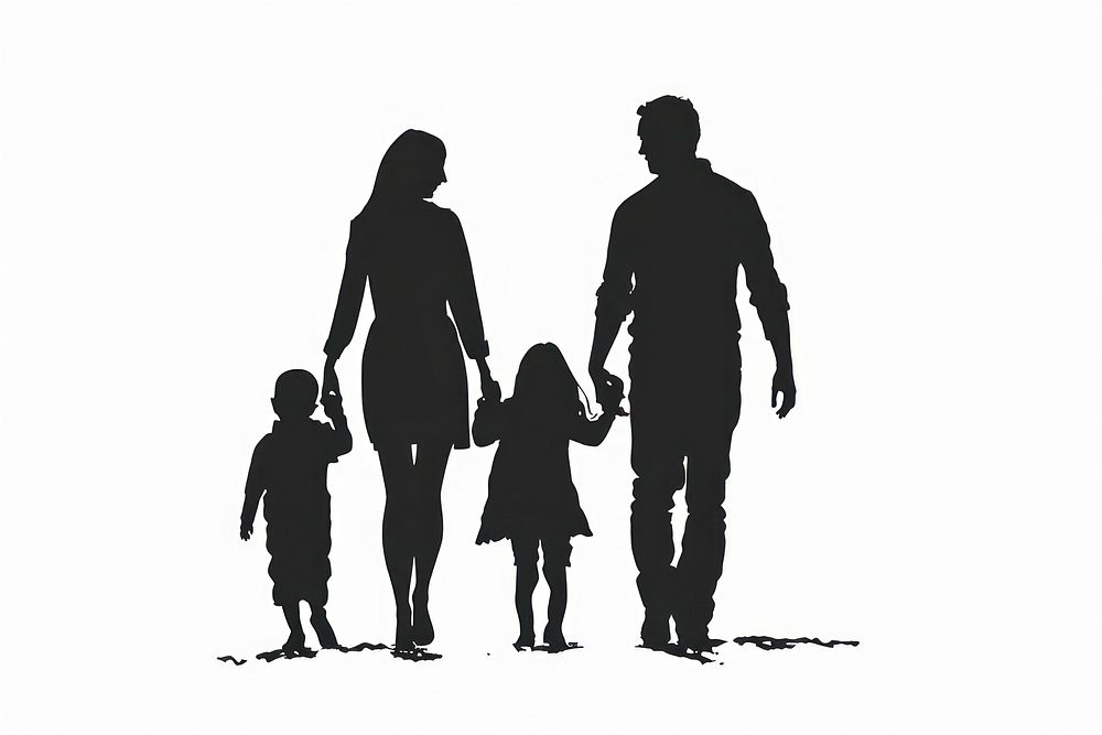 Family silhouette clip art adult white background togetherness.