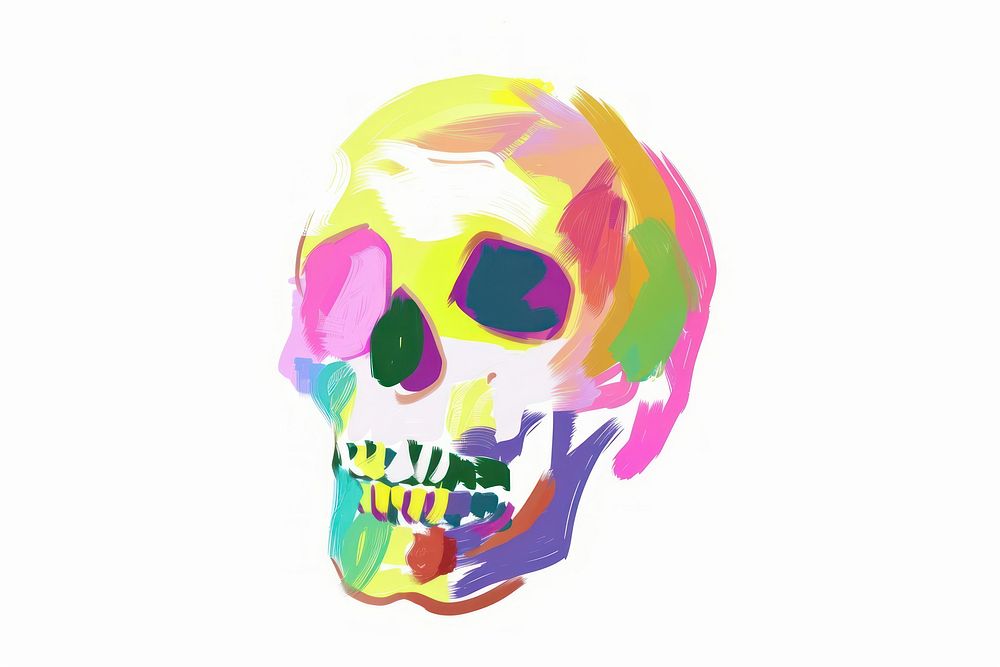 Mexican style skull illustrated painting drawing.