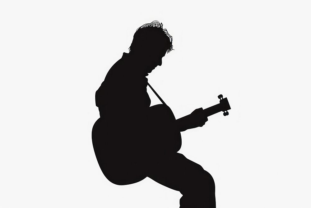 Music silhouette clip art musician guitar white background.