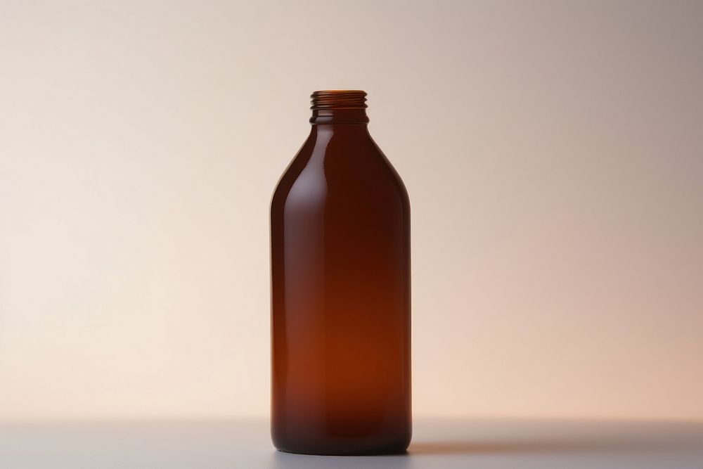 Amber bottle mockup beverage alcohol ketchup.