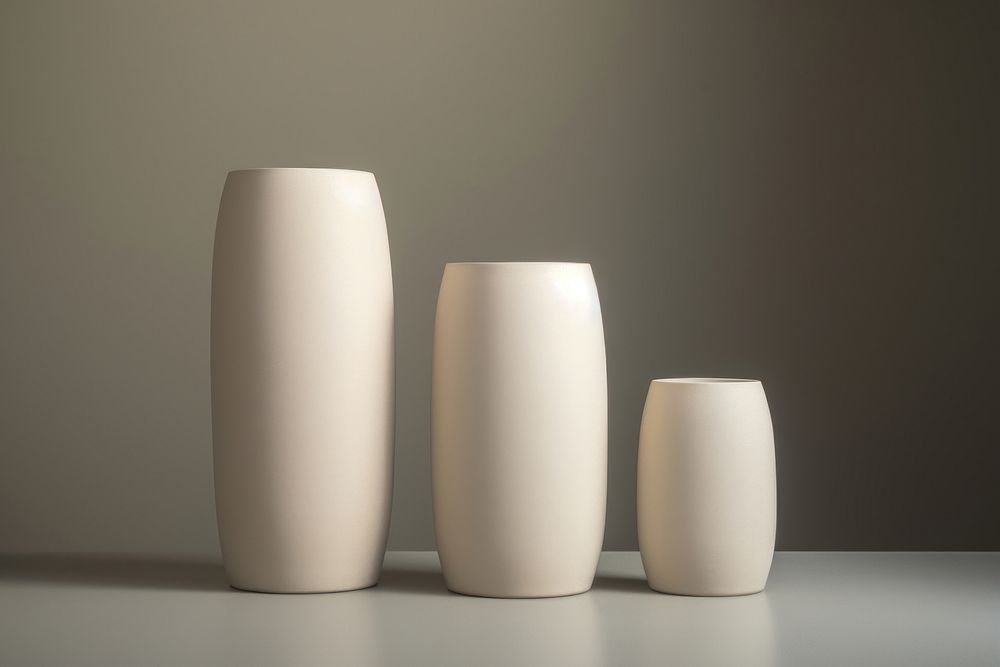 Simple ceramic vases mockup porcelain cylinder beverage.