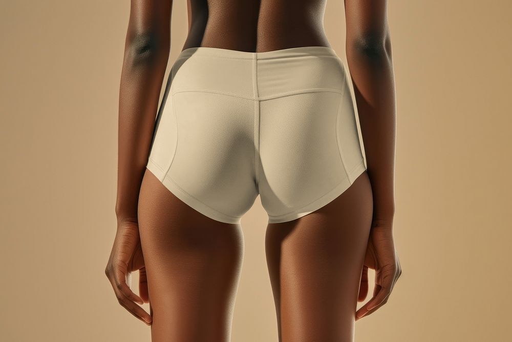 Women's beige sport short leggings mockup psd