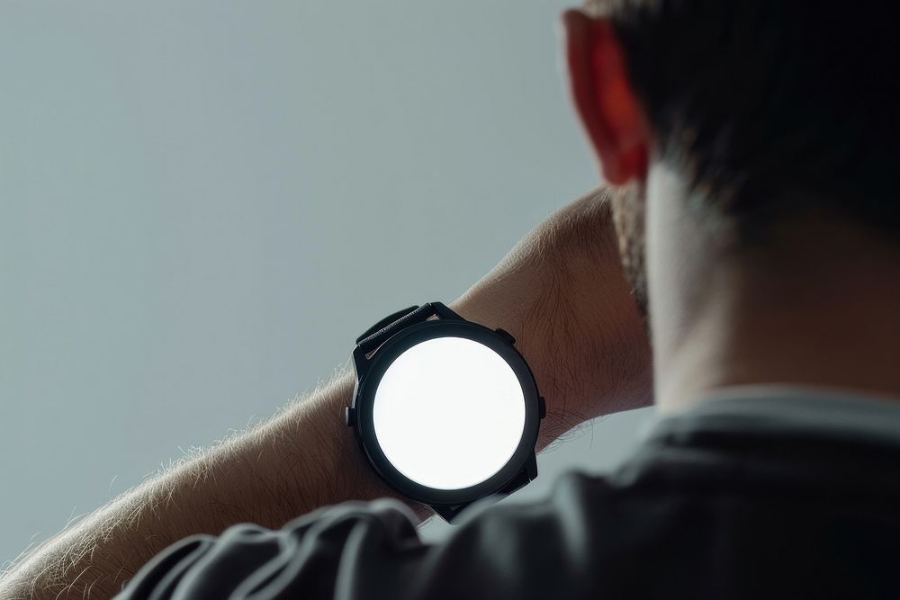 Smartwatch mockup person photography wristwatch.