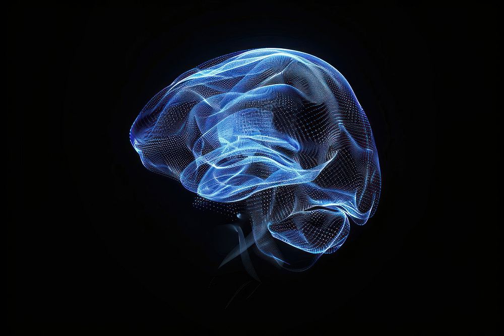 Glowing wireframe of brain invertebrate accessories accessory.