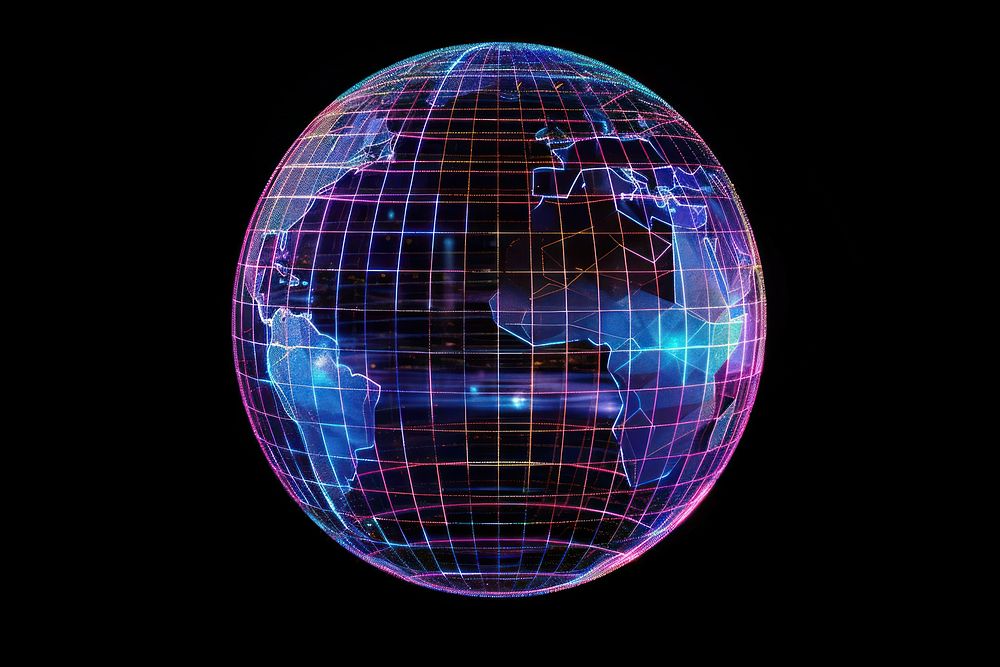 Glowing wireframe of globe astronomy universe outdoors.