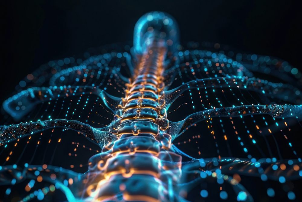 Glowing wireframe of spinal cord accessories accessory ornament.