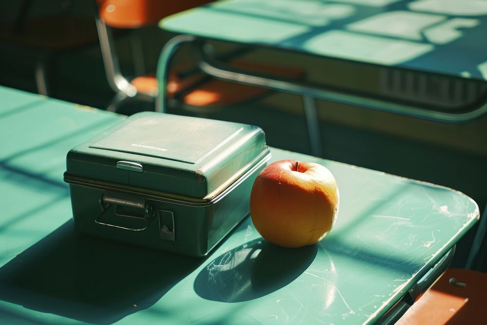 Elementary lunch box furniture produce fruit.