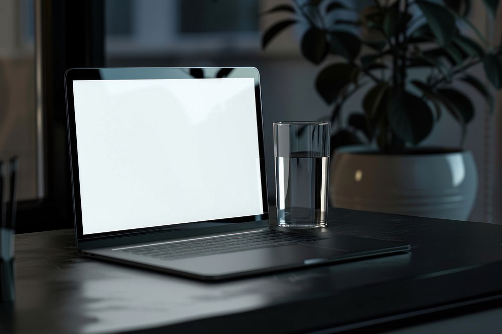 Laptop screen glass desk.