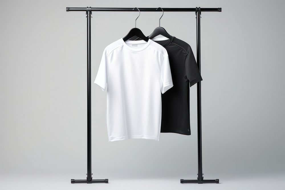 Sportwear white Mockup hanger furniture clothing.