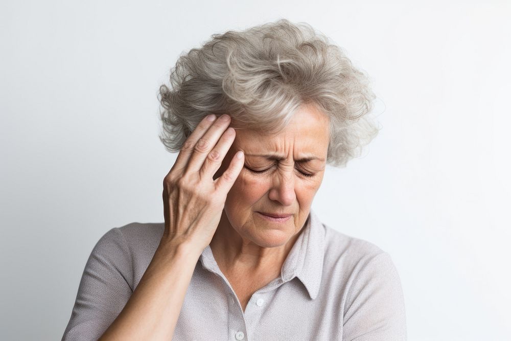 Elderly woman has a headache person female human.