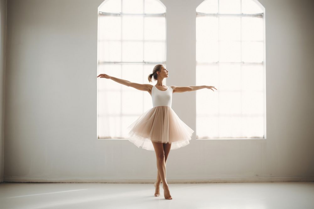 Young woman dancing ballet recreation.