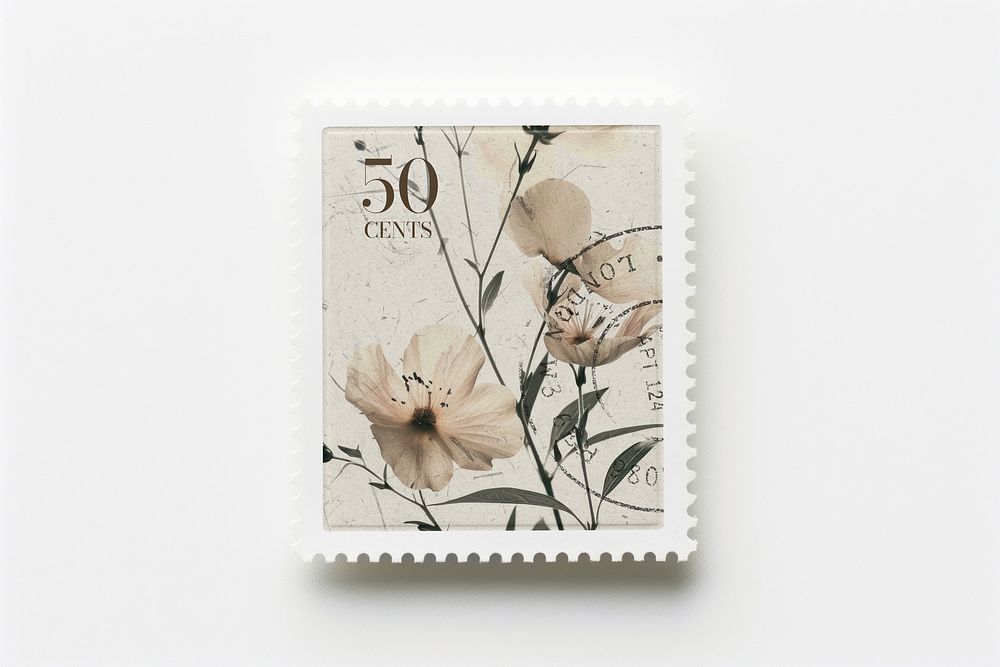 Vintage floral postage stamp mockup psd