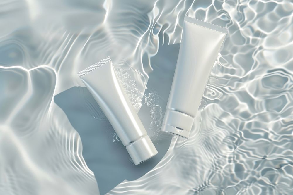 Cosmetic tube and bottle mockup cosmetics toothpaste.