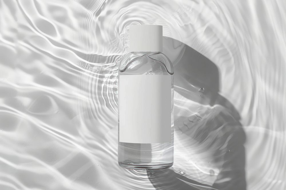 Cleansing water bottle mockup cosmetics white beverage.