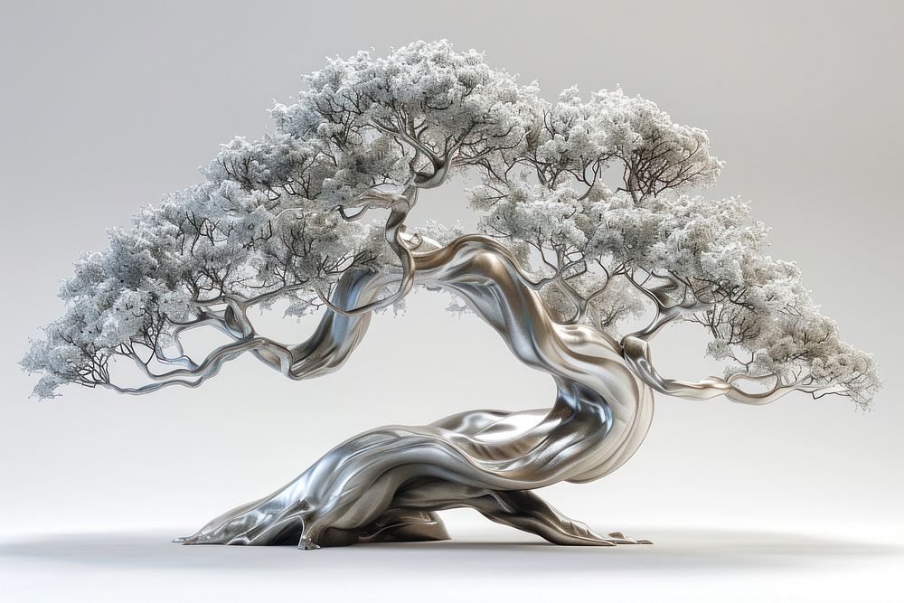 Tree in titanium texture tree bonsai plant.