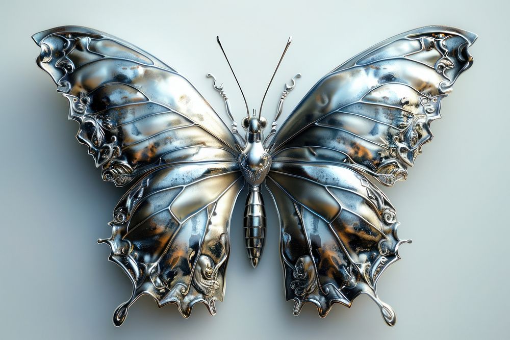 Butterfly in titanium texture butterfly animal insect.