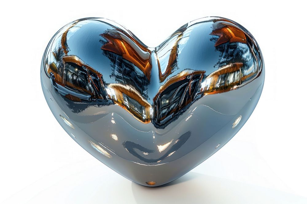 Heart in titanium texture heart white background jewelry.