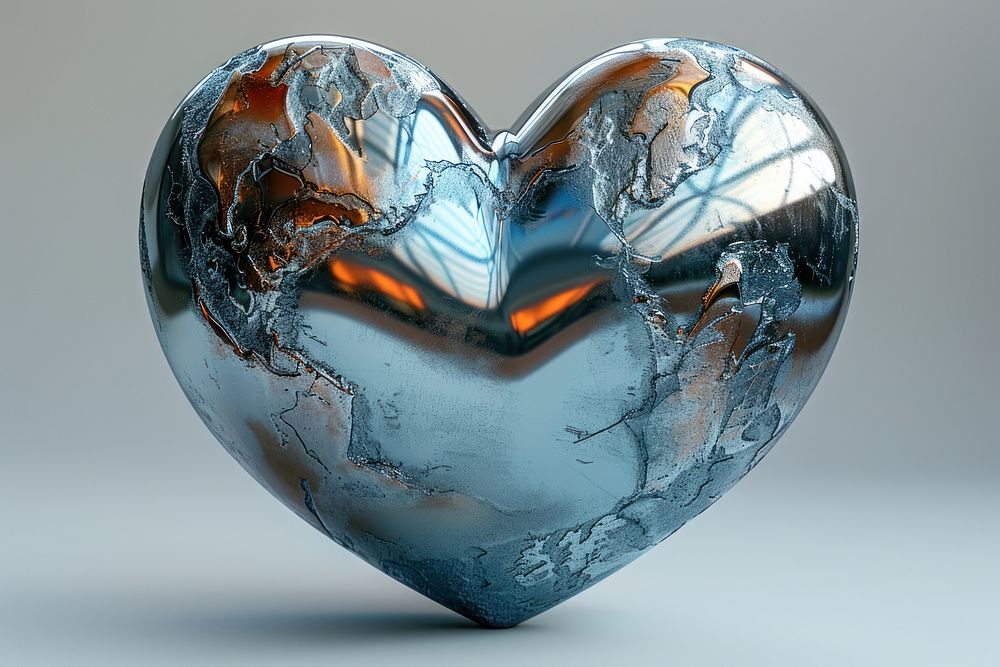 Heart in titanium texture jewelry heart accessories.