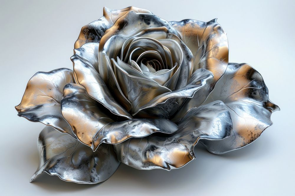 Rose in titanium texture rose jewelry flower.
