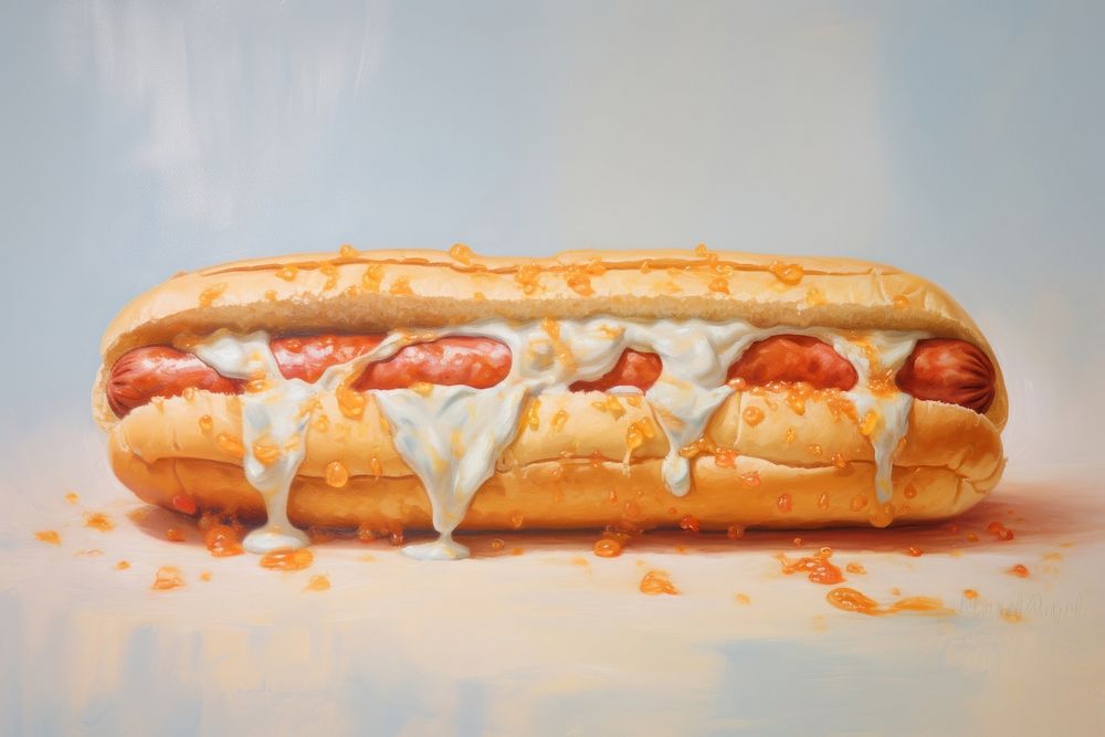 Close up on pale hotdog ketchup food hot dog.