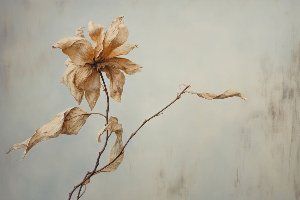 Close up on pale dried flower painting blossom plant.