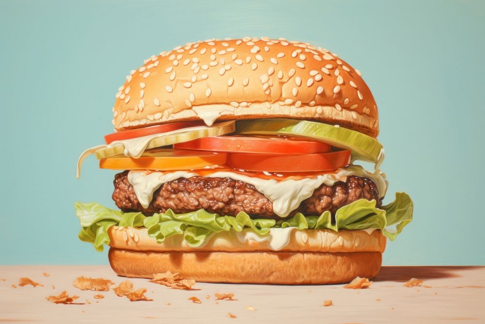 Close up on pale burger food food presentation.