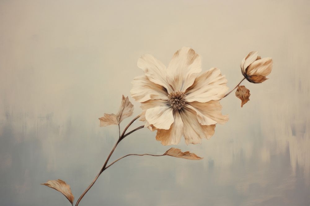Close up on pale dried flower painting asteraceae blossom.