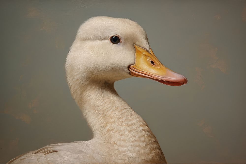 Close up on pale duck anseriformes waterfowl animal.