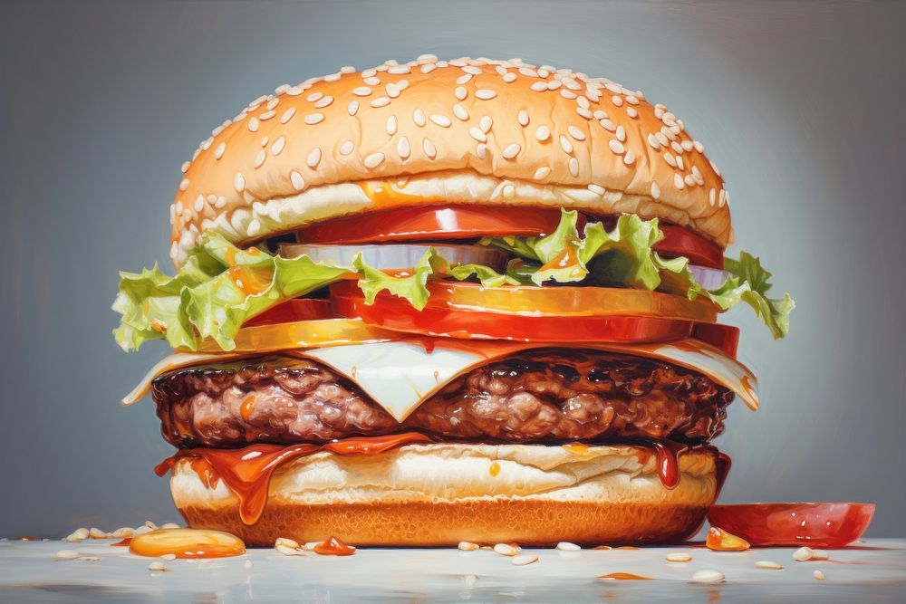 Close up on pale burger food food presentation.