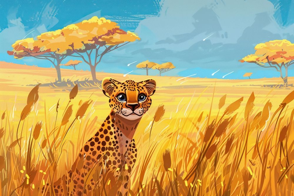 Safari cheeta savanna field grassland.