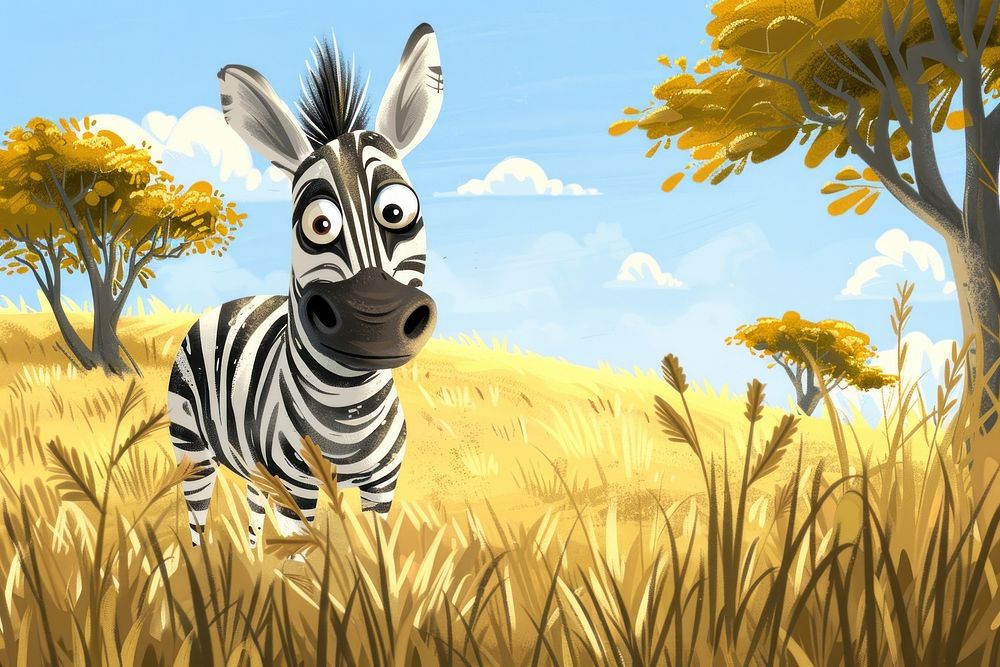 Safari zebra field grassland wildlife.