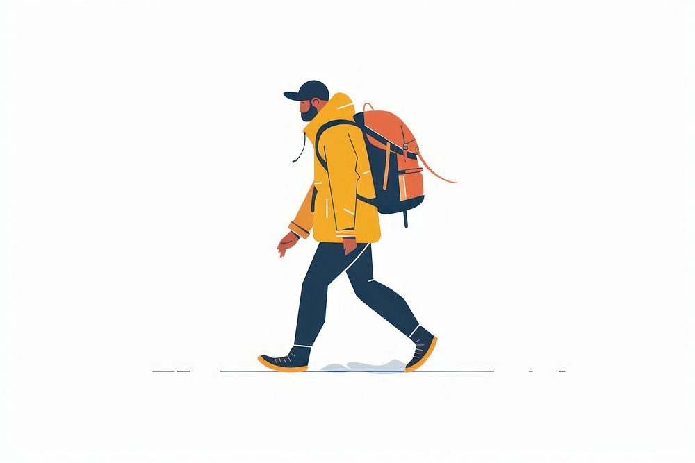 Man backpacker walking backpacking clothing apparel.