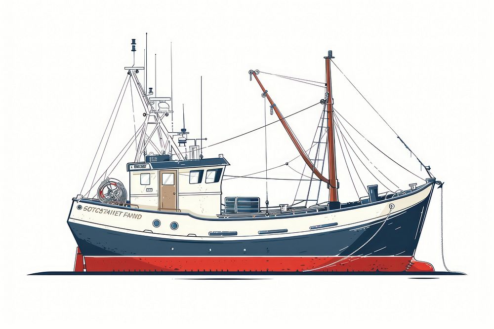 Vintage trawler transportation watercraft waterfront.