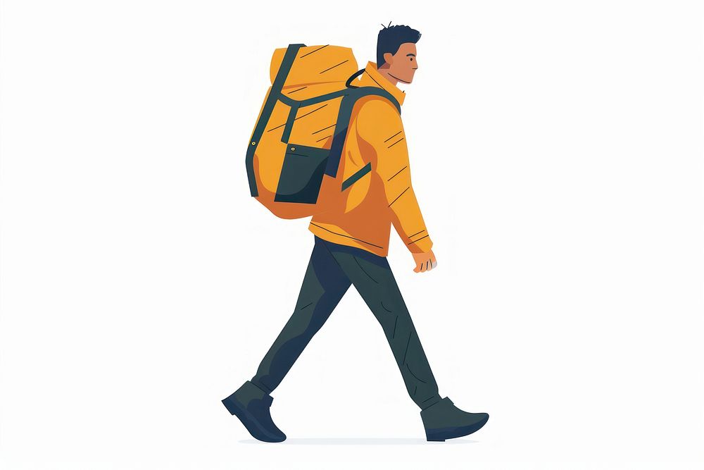 Man backpacker walking backpacking clothing apparel.