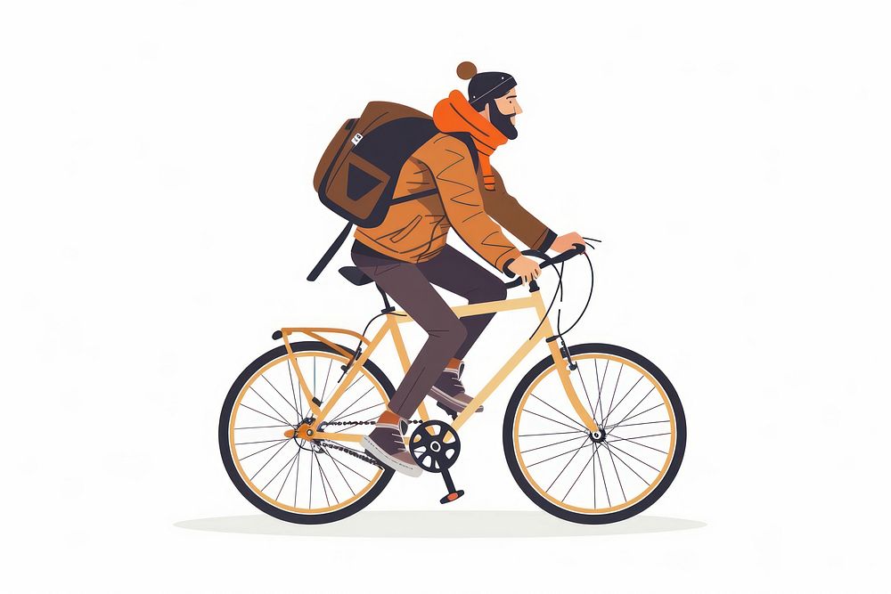 Man rinding bicycle transportation backpack cycling.