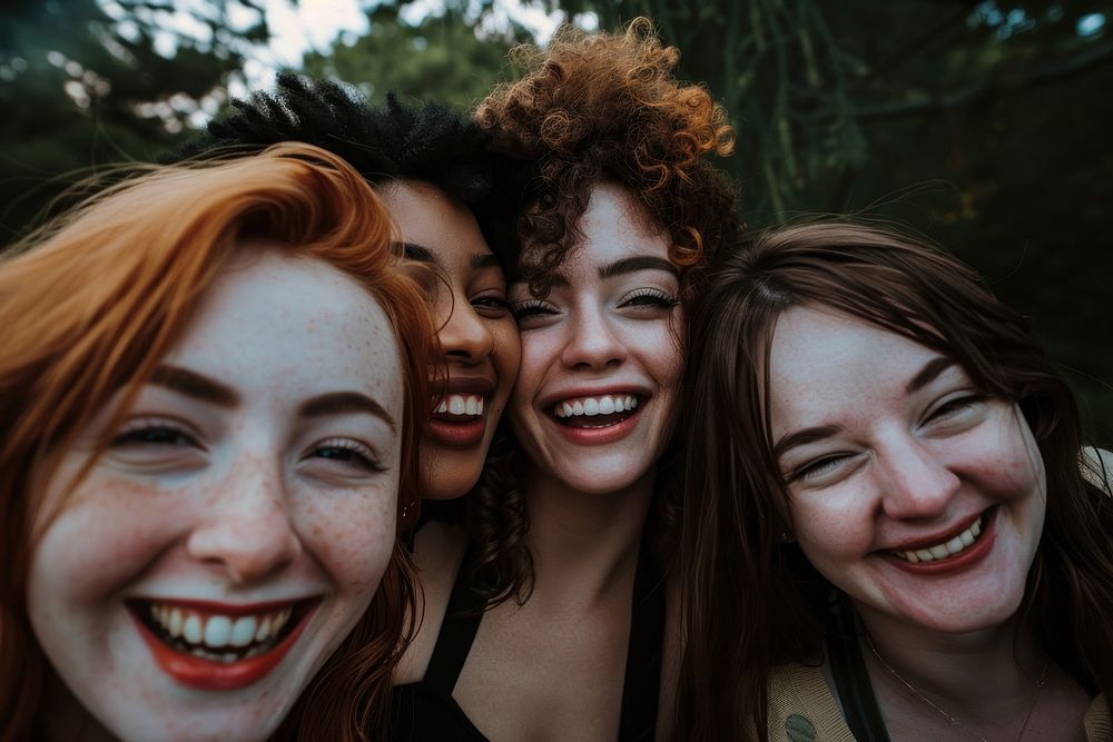 Women friend group laughing photo accessories photography.