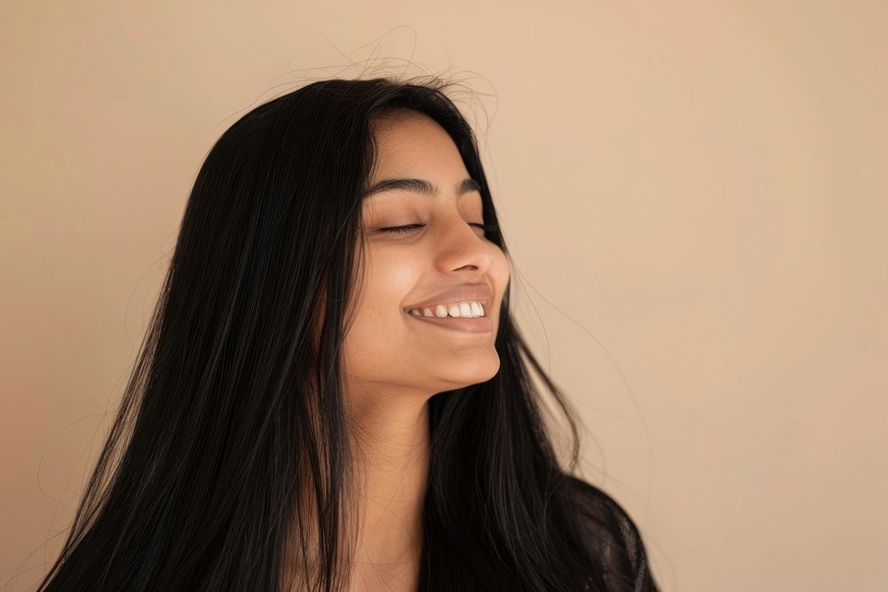 Indian woman smiling dimples person female.