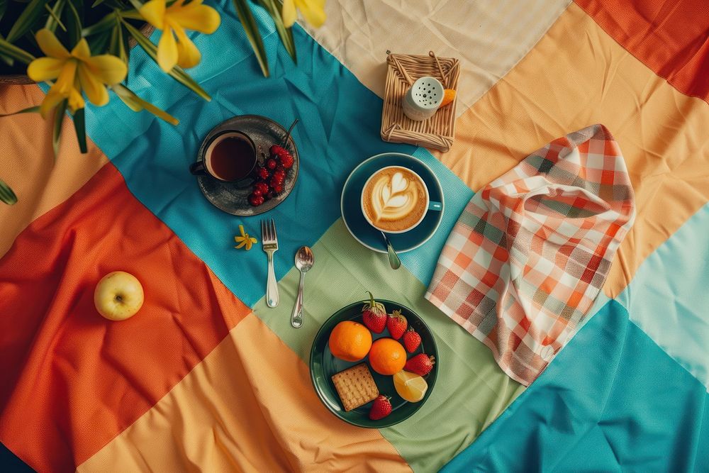 Coffee picnic recreation beverage cutlery.