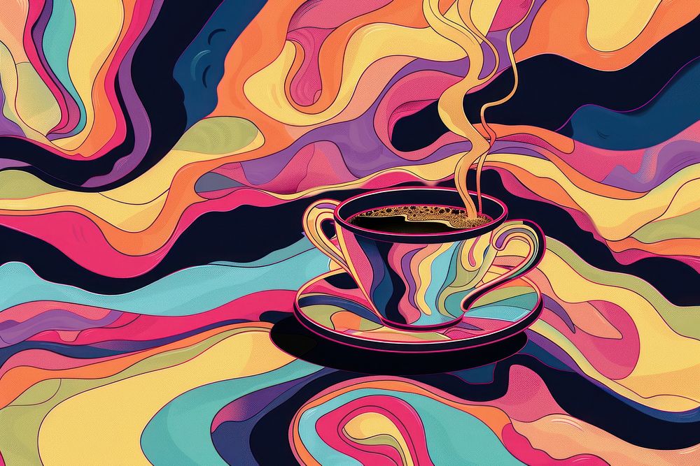 Illustration of coffee graphics painting art.