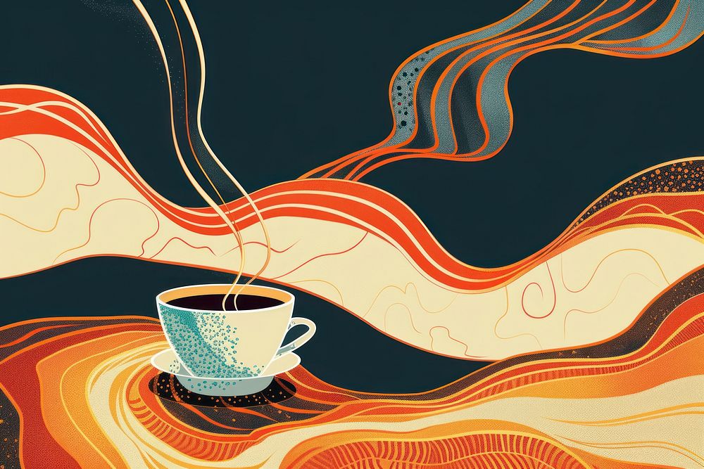 Illustration of coffee painting graphics art.