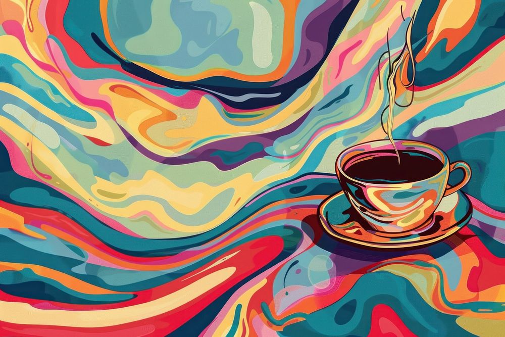 Illustration of coffee painting graphics art.