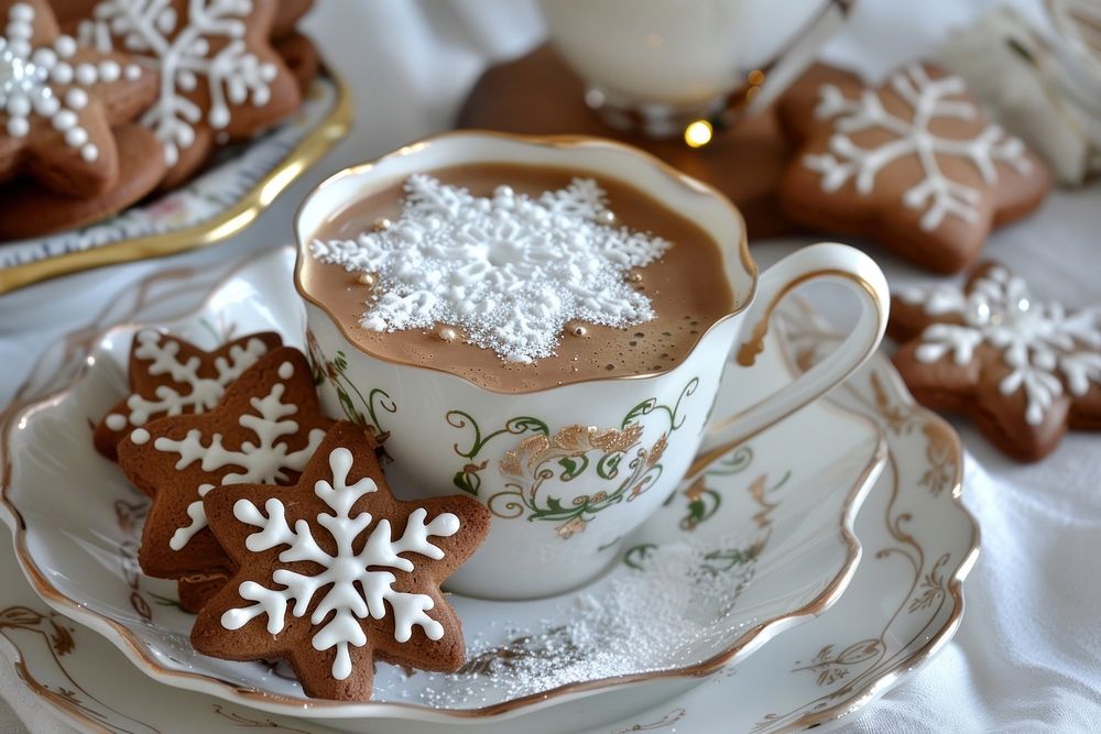 Hot coffee gingerbread cookie confectionery.