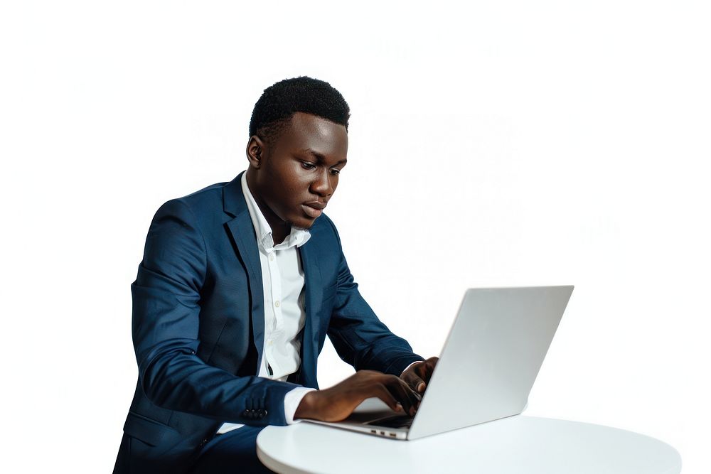 African business man electronics executive computer.