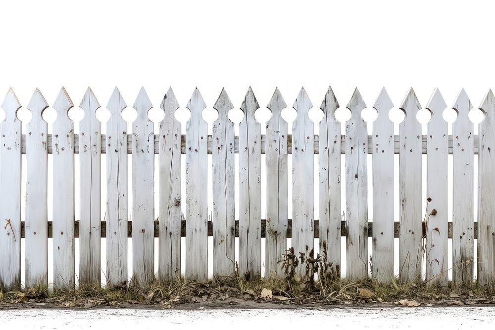 White painted wooden fence outdoors nature yard.