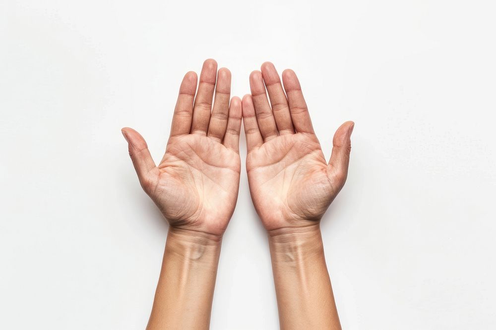 Two hands open palm gesture massage finger person.