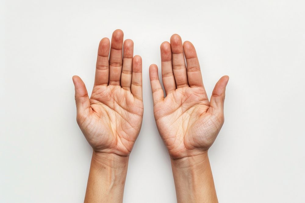 Two hands open palm gesture finger person human.