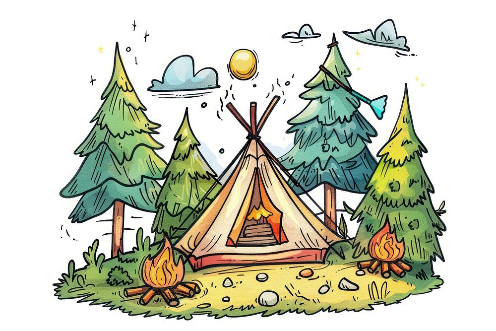 Camping illustrated christmas outdoors.